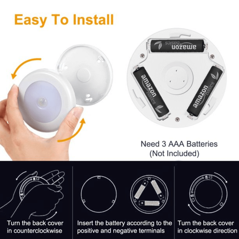 Motion Sensor LED Night Light - Battery Operated, Easy Installation